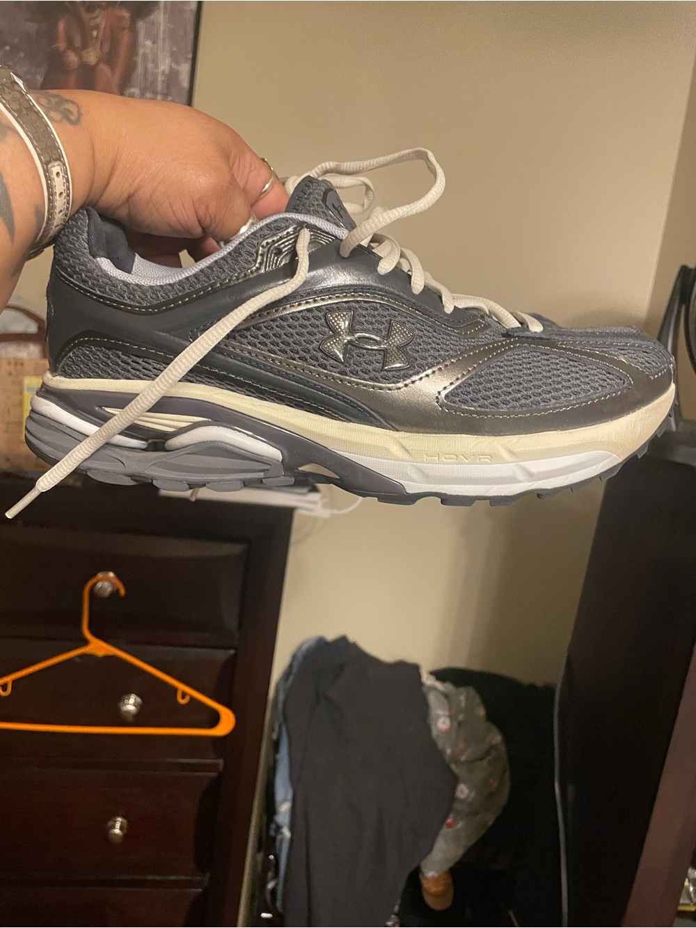Under Armour Gray and Cream Men's Athletic Sneakers